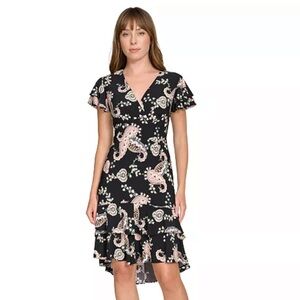 Fit and Flare Black Paisley Dress